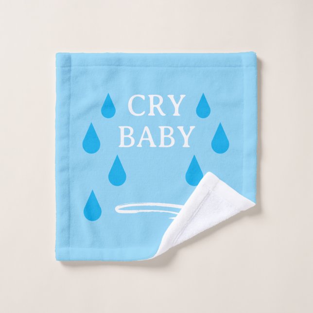 Chiffonnette bleue mignonne bébé pleure avec des l (Gant de toilette)