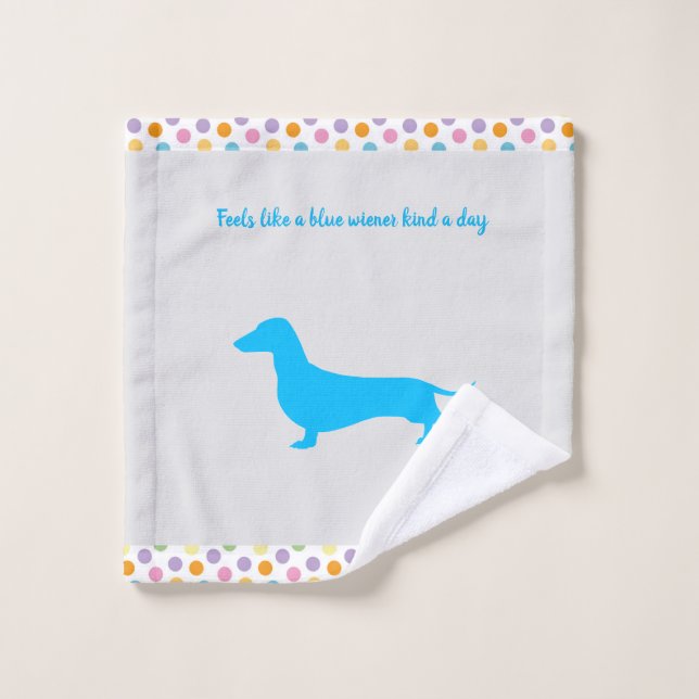 Chiffonnette de lavage teckel silhouette bleue (Gant de toilette)