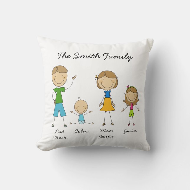 Chiffre customisé coussin de bâton de famille (Recto)