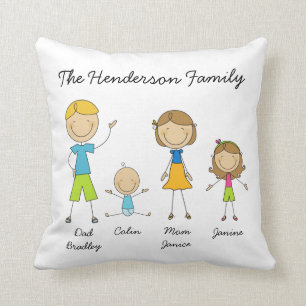 Chiffre customisé coussin de bâton de famille