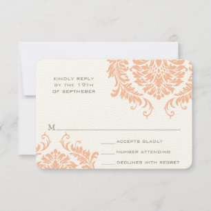 Chiffre de Pêche moderne Mariage damassé RSVP