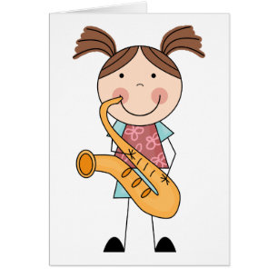 Chiffre fille de bâton avec le saxophone