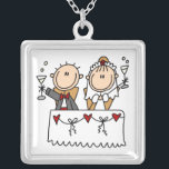 Chiffre jeunes mariés de bâton grillant le collier<br><div class="desc">Un chiffre de bâton pain grillé de jeunes mariés à leur nouvelle vie ensemble sur un collier n'importe quelle jeune mariée à être qui aime des chiffres de bâton est sûr d'adorer !</div>