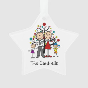 Chiffre papa, maman, fille, ornement de bâton