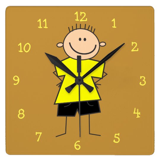 Chiffre souriant adorable horloge murale de bâton