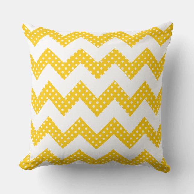 Chiffres blancs dorés Chevron Coussin décoratif (Recto)