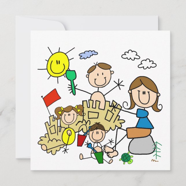 Chiffres Famille Plage Amusants (Devant)