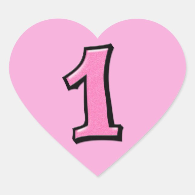 Chiffres stupides 1 sticker de coeur rose (Devant)