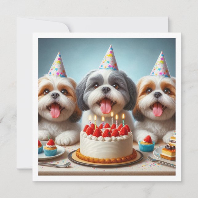 Chih Tzu carte d'anniversaire, Chih Tzu chien (Devant)