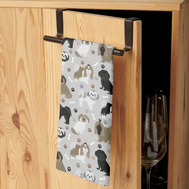 Chih Tzu Chiens Paws et os Serviette de cuisine (Pliage en tiers)