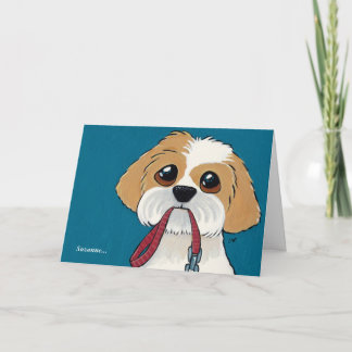 Chih Tzu chiot avec plomb | Carte de remerciements