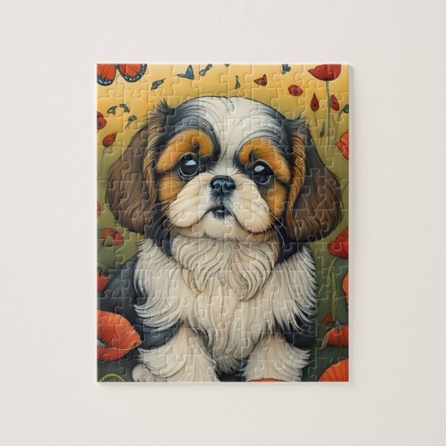 Chihtzu puppy crayon art puzzle (Vertical)