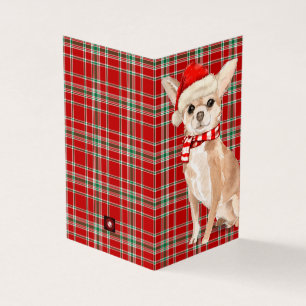 Chihuahu Chien de Noël Rouge et Vert Plaid Vacance