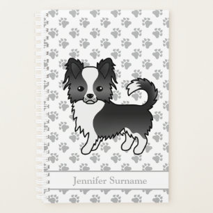 Chihuahua à long manteau noir et blanc & Texte