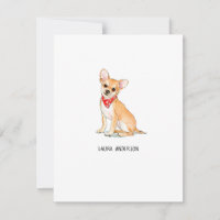 Chihuahua Aquarelle Carte de remerciements plat