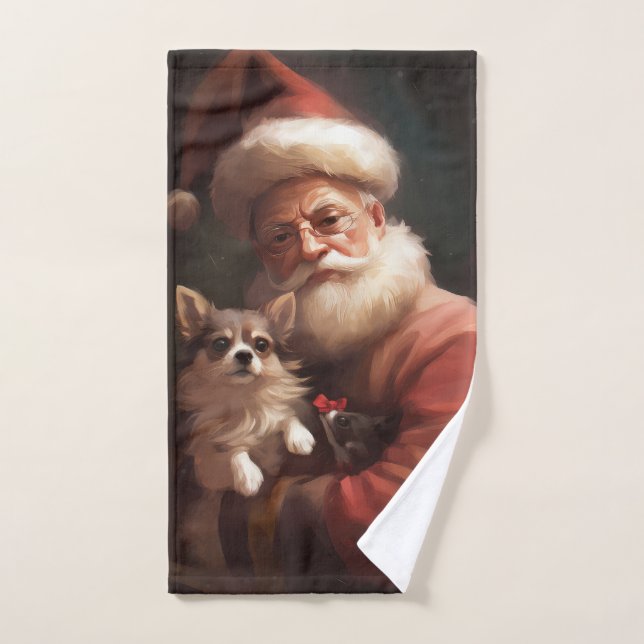 Chihuahua avec Noël Festif du Père Noël (Serviette à main)