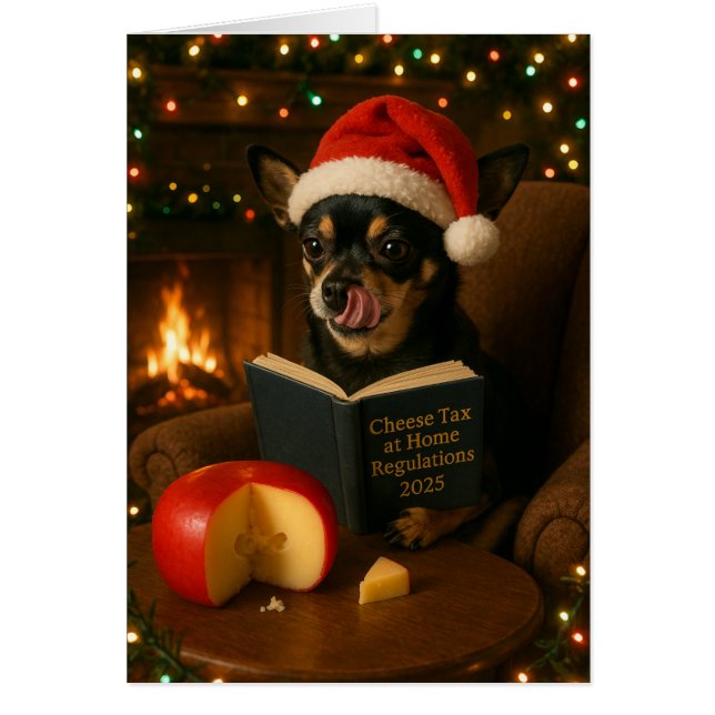 Chihuahua 'Cheese Tax' Christmas card (Devant)