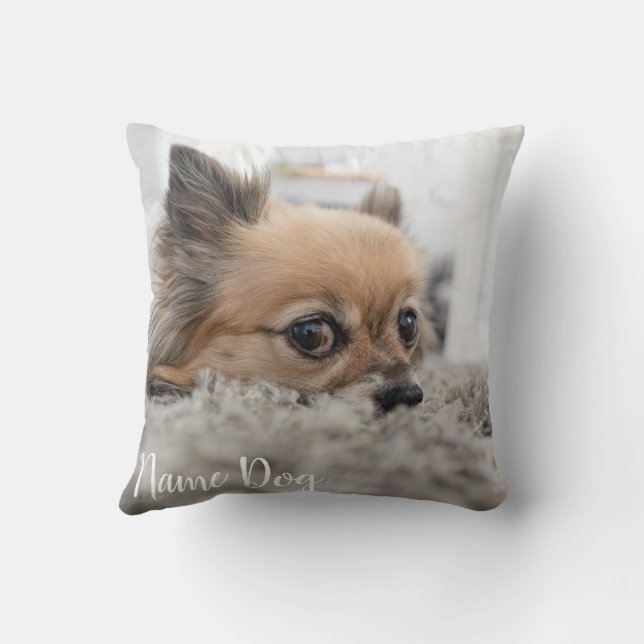 Chihuahua coussin chien imprimé avec le nom du cha (Verso)