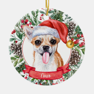 Chihuahua Custom Chien Santa Hat Noël Ornement