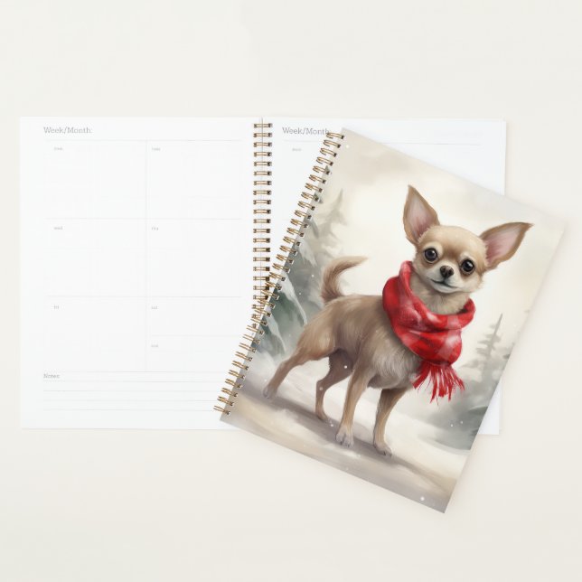 Chihuahua dans la neige Noël  (Devant avec enveloppe)