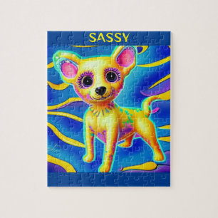 CHIHUAHUA DOG PUZZLE AVEC UN NOM PERSONNALISÉ.