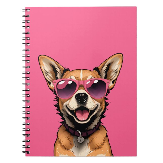 Chihuahua en lunettes de soleil Carnet - Rose (Devant)