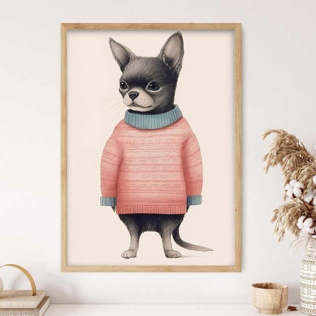 Chihuahua en pull rose, décoration de chien drôle, (Créateur téléchargé)