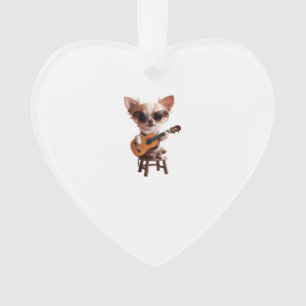 chihuahua mignon jouant du guitar classique dessin