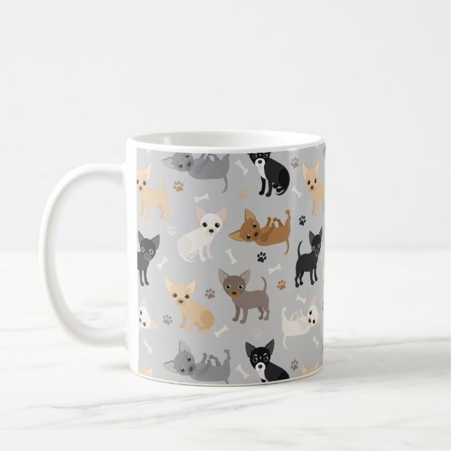 Chihuahua Os et pattes de café gris Mug (Gauche)