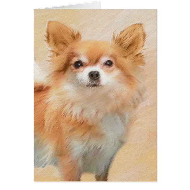 Chihuahua Peinture de Chien à long Haired Art orig (Devant)