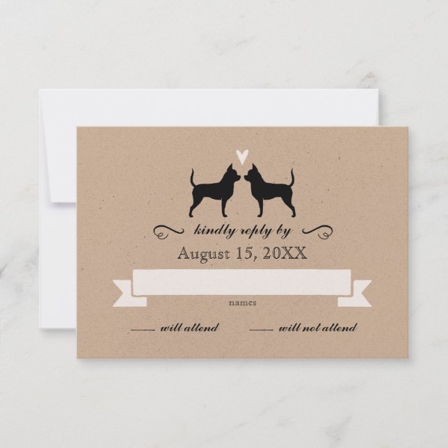 Chihuahua Silhouettes Mariage RSVP Réponse (Devant)