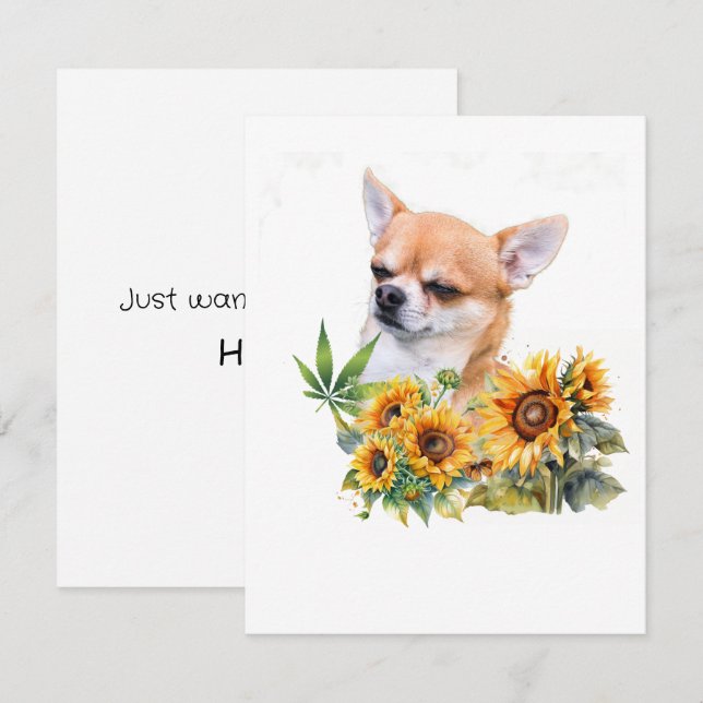 Chihuahua Tournesols Juste Dire Sa Carte De Voeux (Devant / Derrière)
