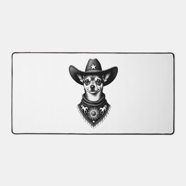 Chihuahua vintage style cow-boy gravure western D (Recto)