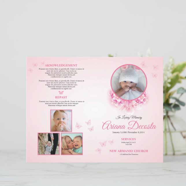 Child Funeral Program Template | Editable Memorial (Debout devant)