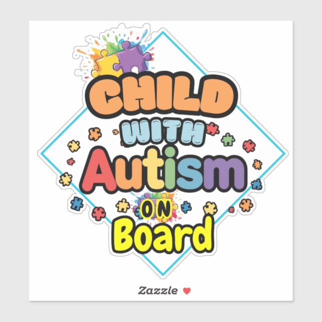 Child with Autism on Board Car Decal Sticker sign (Feuille)