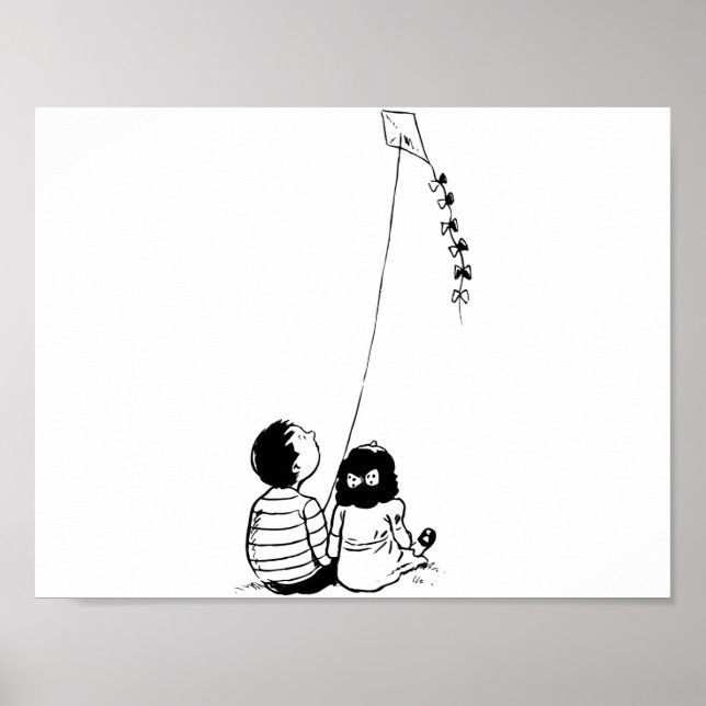 Children Flying A Kite Poster (Devant)
