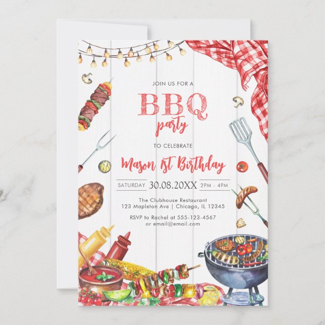 Children's BBQ Birthday Invitation (Devant)
