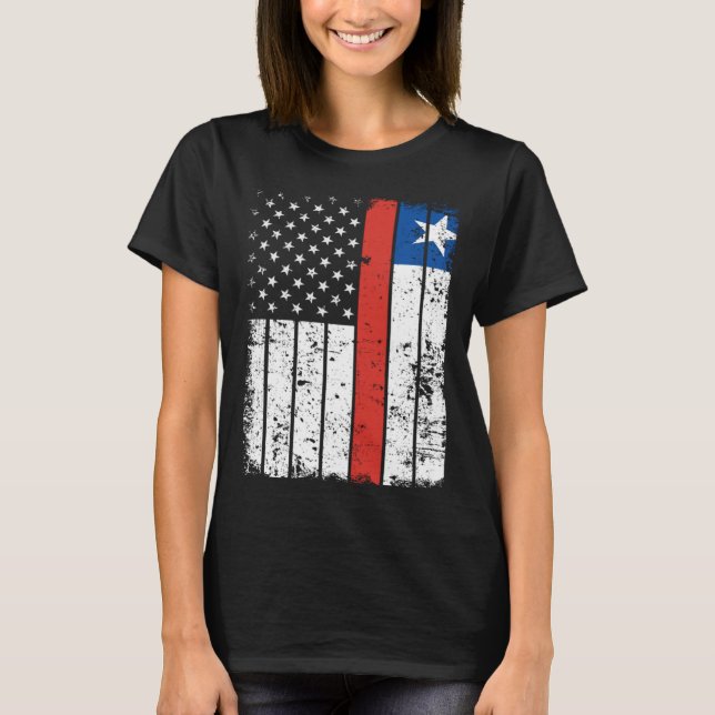 Chilean American Flag T-Shirt Pride Chile USA (Devant)