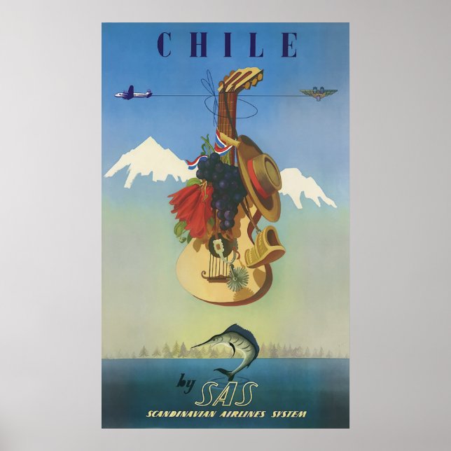Chili Affiche d'art pour les Vintage voyage aérien (Devant)