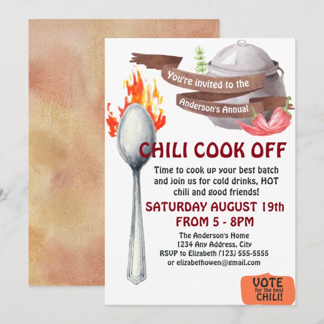 Chili Cook Off Invitation (Devant / Derrière)