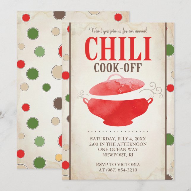 Chili Invitations de concours ~ Invitation BBQ (Devant / Derrière)
