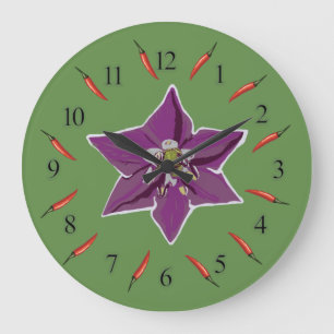 Chili Poivrons, Poivrons Blossom Horloge Mur