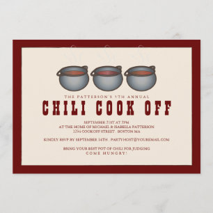 Chili Pot Trio Chili Cook Off Party Invitation