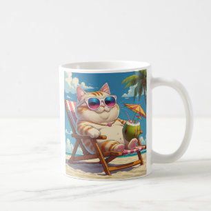 Chill Cat on the Beach - Amusante Mug de vacances