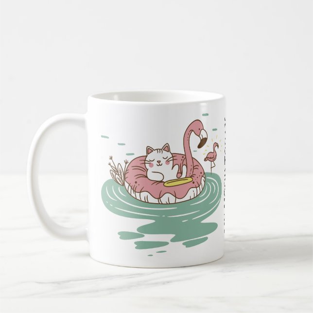 Chill Chat Flamant rose Flotte Mug (Gauche)