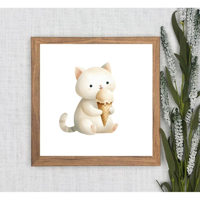 Chill & Cute Swete Chat avec Ice Cream Cone Poster (Créateur téléchargé)