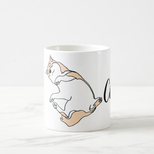 Chill Dog Mug - Cute Lazy Cat Line Art (Centre)