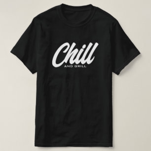 Chill et grill drôle noir t-shirt barbecue pour ho