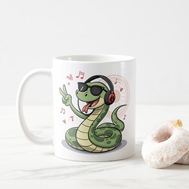 Chill Snake Tunes Drôle Mugs & Tasses Design (Avec donut)