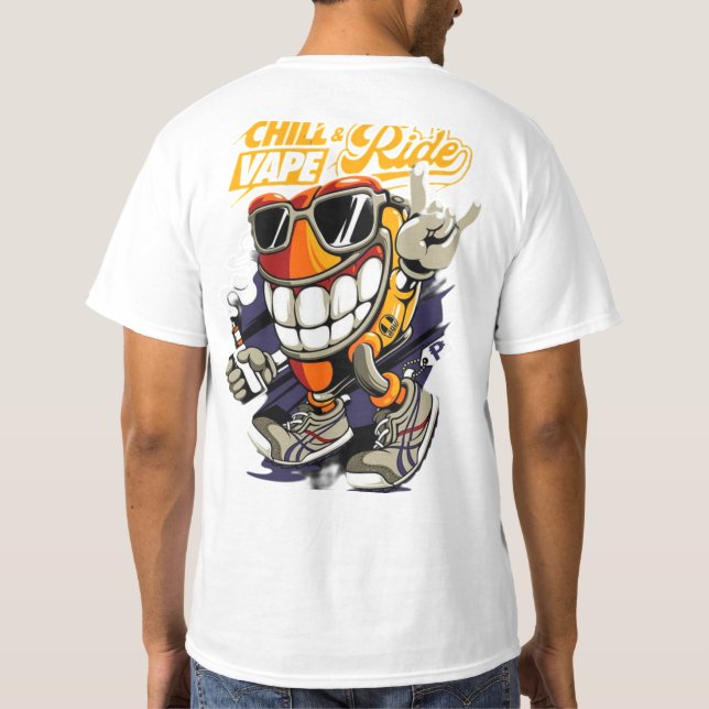 "Chill Vape Rider : Urban Cool T-Shirt Design" (Dos)